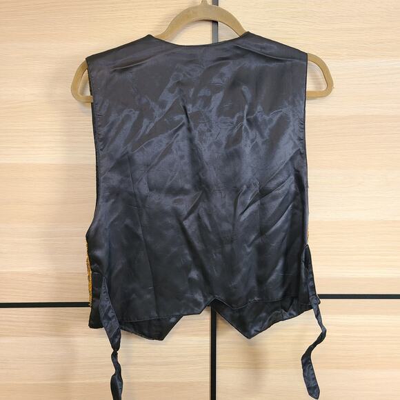 VTG Kenar Womens Gold Beaded Bird Floral Pattern Vest Size Small Tie Waistcoat - Picture 3 of 15